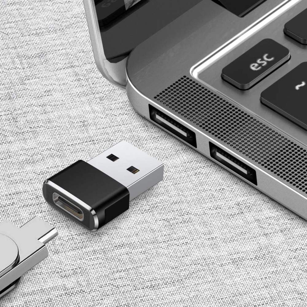 Ladekabel- / Anschluss Adapter - USB-C (Eingang) auf USB-A (Ausgang) - Schwarz