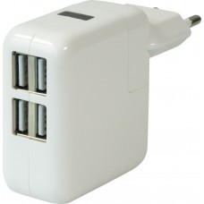 Adaptateur chargeur secteur Power 10 Watt - Multiport 4 ports USB-A - Blanc