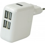 Adaptateur chargeur secteur Power 10 Watt - Multiport 4 ports USB-A - Blanc