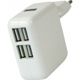 Adaptateur chargeur secteur Power 10 Watt - Multiport 4 ports USB-A - Blanc