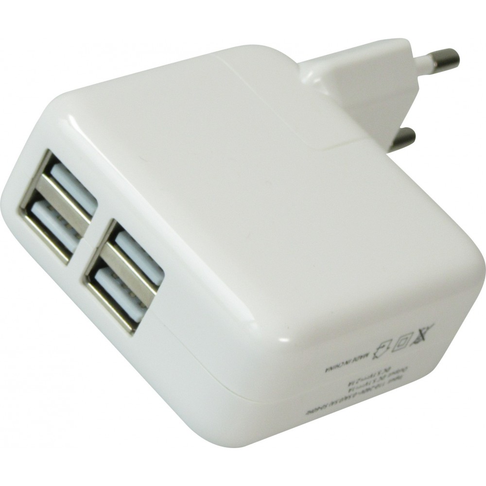 Adaptateur chargeur secteur Power 10 Watt - Multiport 4 ports USB-A - Blanc