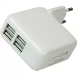 Adaptateur chargeur secteur Power 10 Watt - Multiport 4 ports USB-A - Blanc