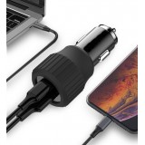 Doppel USB Car Adapter Zigarettenanzünder 45W Power Delivery und QC3.0 Fast Charge - Schwarz