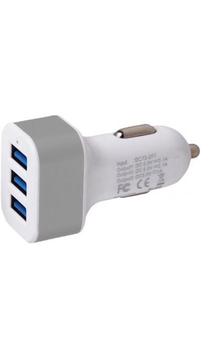 Adaptateur de charge 3 ports pour allume cigare de voiture - Multiport 3x USB-A - Argent