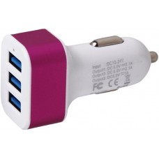 Auto Zigarettenanzünder 3-Port Lade-Adapter - KFZ Multiport 3x USB-A Anschluss - Rosa