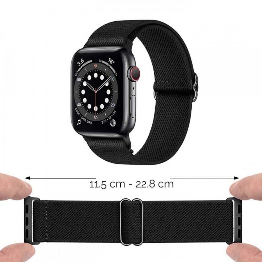 Apple Watch 42mm / 44mm / 45mm - Bracelet nylon élastique sport, réglable, souple, lavable - Rayure rouge et - Vert