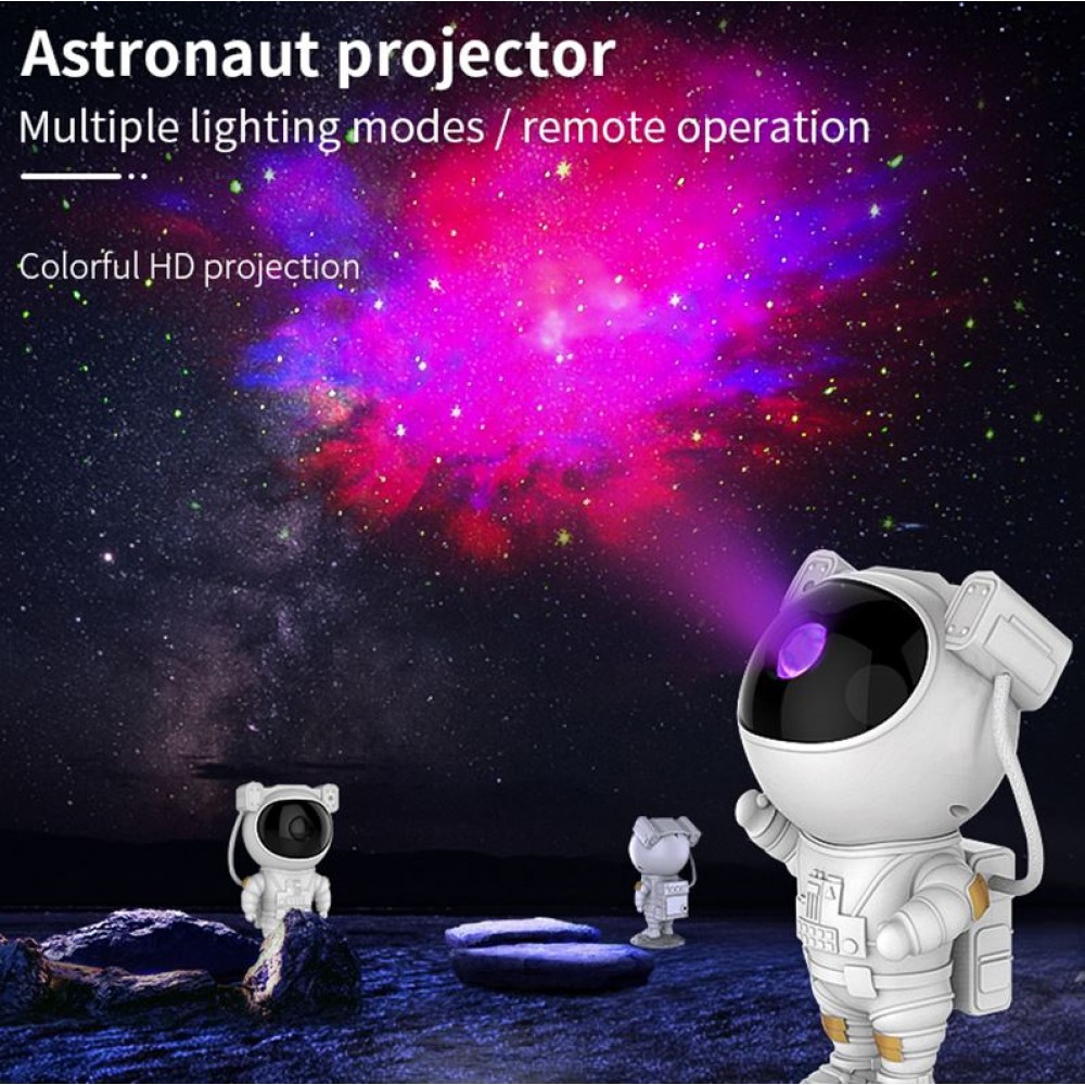 Astronaute projecteur HD LED étoiles et galaxies + laser incl. télécommande