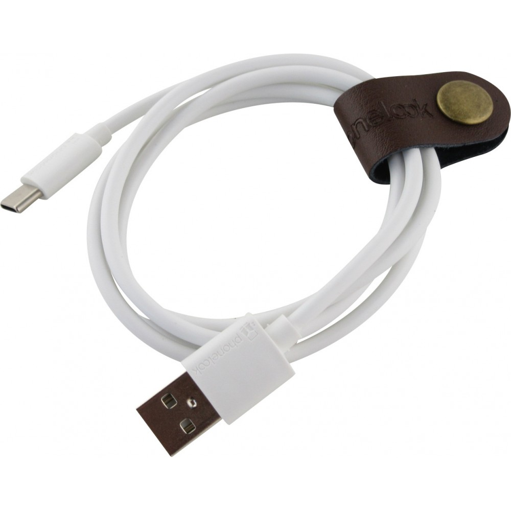 Attache-câbles universelle Deluxe en cuir avec bouton - PhoneLook