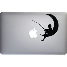 MacBook Aufkleber - Moon with boy fishing