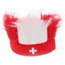 Bandeau / bonnet avec les couleurs nationales de la Suisse et des cheveux colorés pour les fans