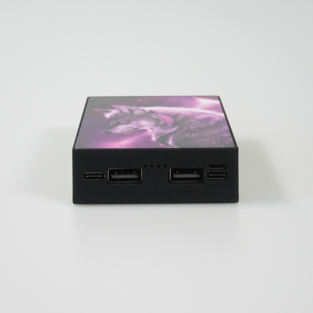 Externe Batterie 10000mAh Special Edition USB-A & USB-C - Purple Sky Wolf