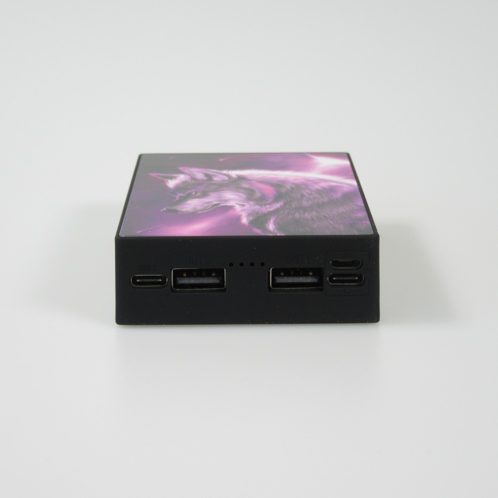 Batterie externe 10000mAh édition spéciale USB-A & USB-C - Purple Sky Wolf