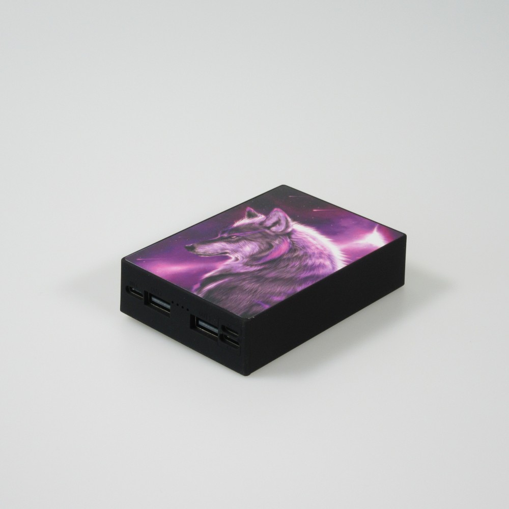 Batterie externe 10000mAh édition spéciale USB-A & USB-C - Purple Sky Wolf
