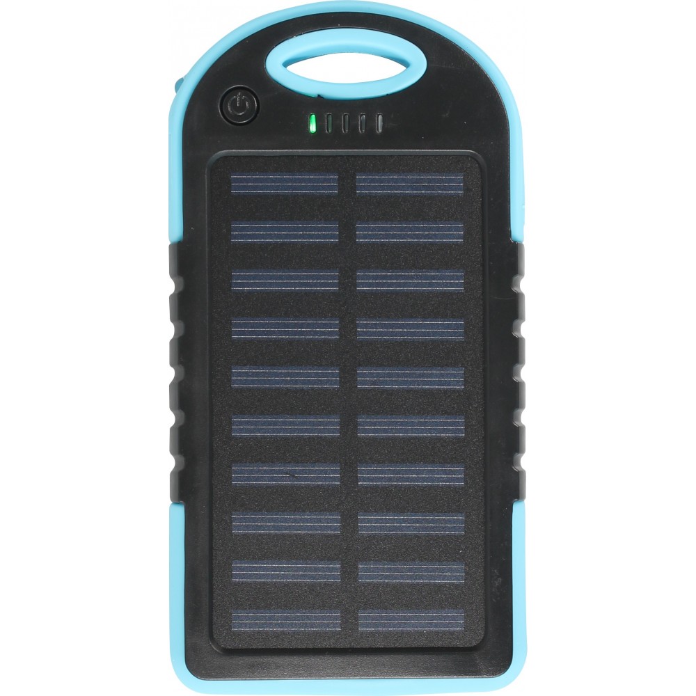 Externe Batterie 5000mAH Power Bank Solarpanel portable dual USB LED IPX4 waterproof - Blau