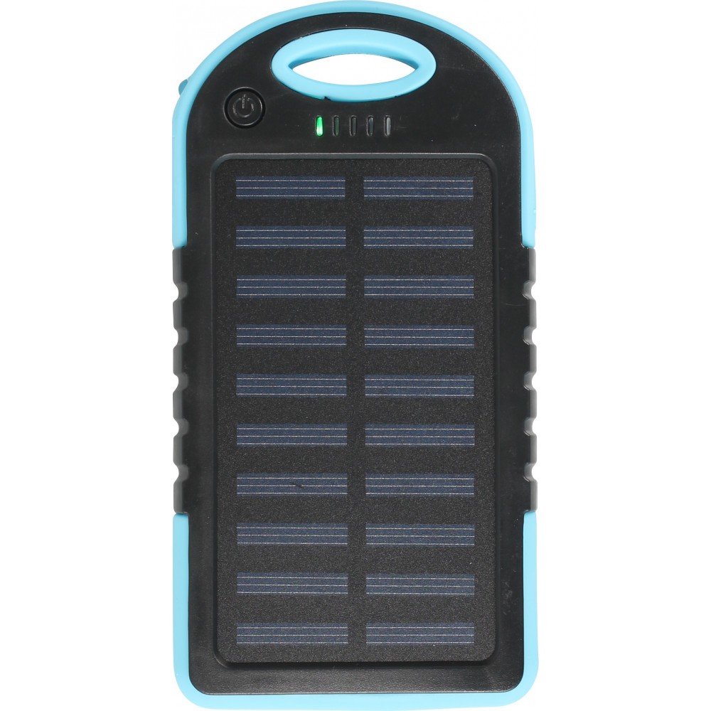 Batterie externe 5000mAh Power Bank panneau solaire portable dual USB LED IPX4 waterproof - Bleu