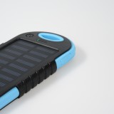 Externe Batterie 5000mAH Power Bank Solarpanel portable dual USB LED IPX4 waterproof - Blau