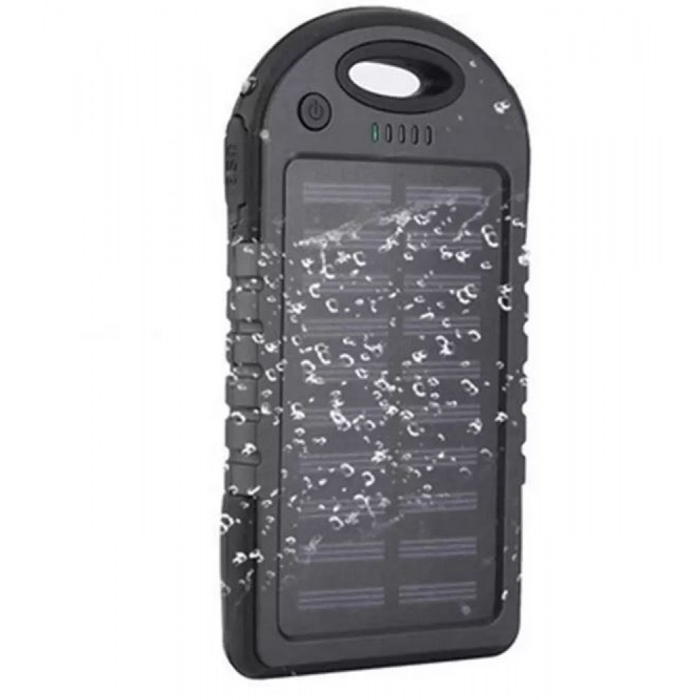 Batterie externe 5000mAh Power Bank panneau solaire portable dual USB LED IPX4 waterproof - Bleu