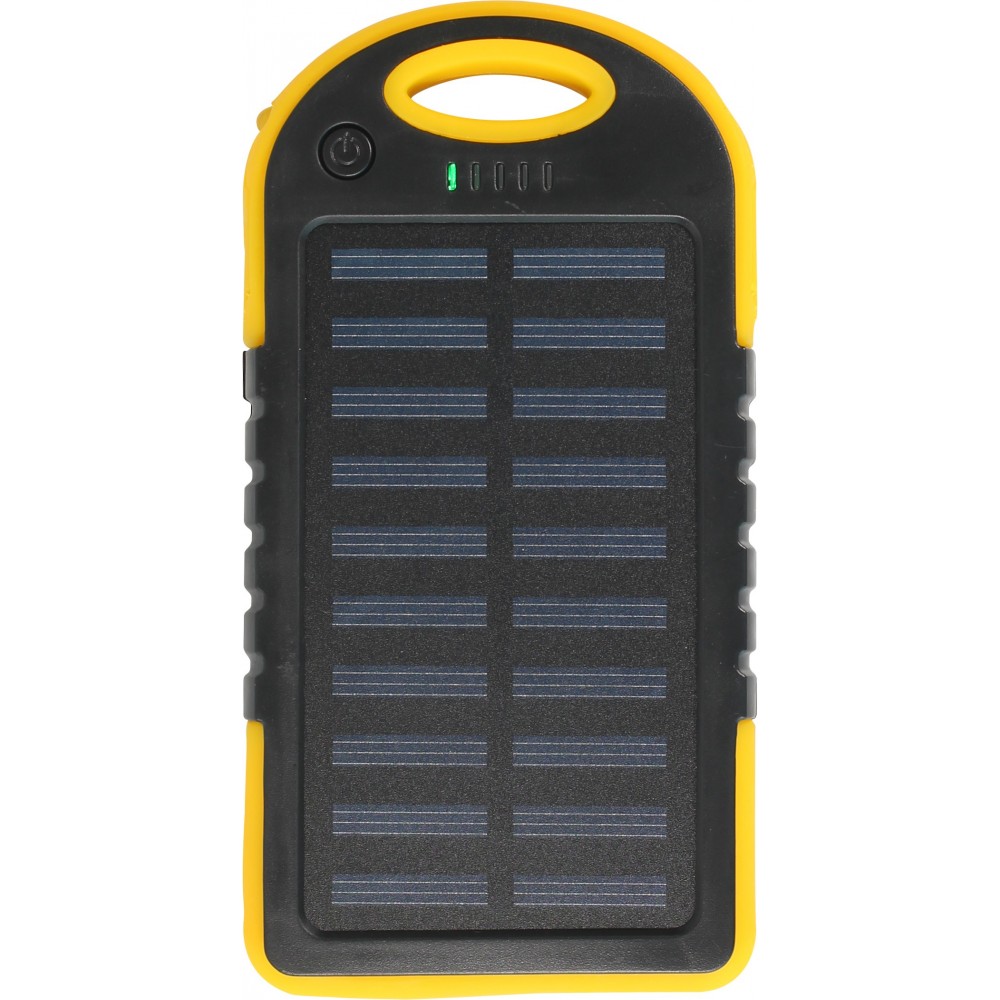 Externe Batterie 5000mAH Power Bank Solarpanel portable dual USB LED IPX4 waterproof - Gelb