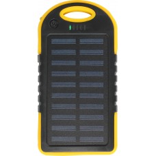 Batterie externe 5000mAh Power Bank panneau solaire portable dual USB LED IPX4 waterproof - Jaune