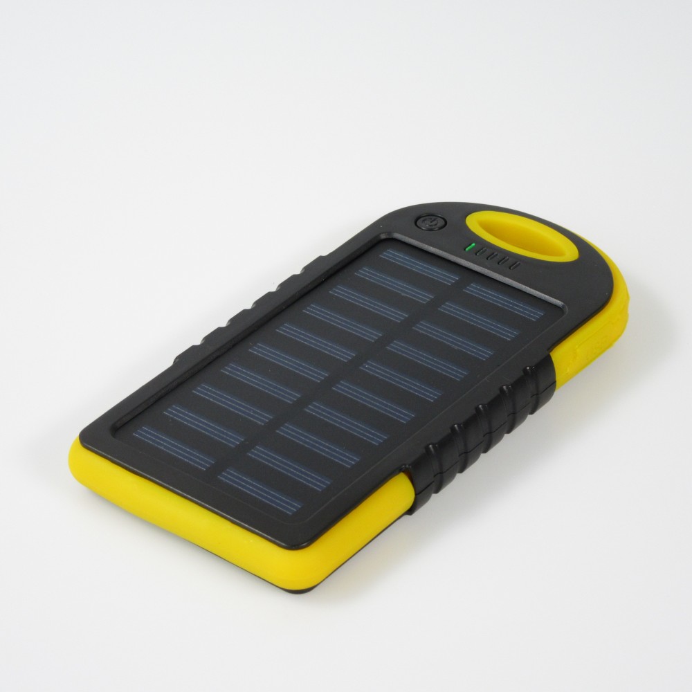 Batterie externe 5000mAh Power Bank panneau solaire portable dual USB LED IPX4 waterproof - Jaune
