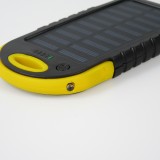 Batterie externe 5000mAh Power Bank panneau solaire portable dual USB LED IPX4 waterproof - Jaune