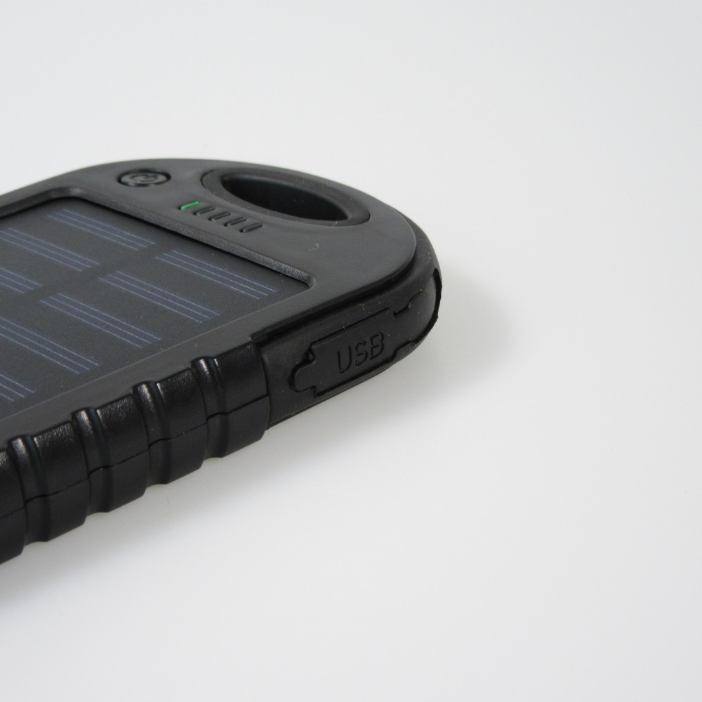Externe Batterie 5000mAH Power Bank Solarpanel portable dual USB LED IPX4 waterproof - Schwarz