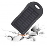 Batterie externe 5000mAh Power Bank panneau solaire portable dual USB LED IPX4 waterproof - Noir