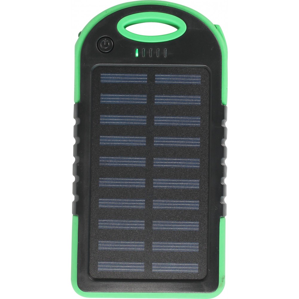 Externe Batterie 5000mAH Power Bank Solarpanel portable dual USB LED IPX4 waterproof - Grün