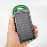 Externe Batterie 5000mAH Power Bank Solarpanel portable dual USB LED IPX4 waterproof - Grün