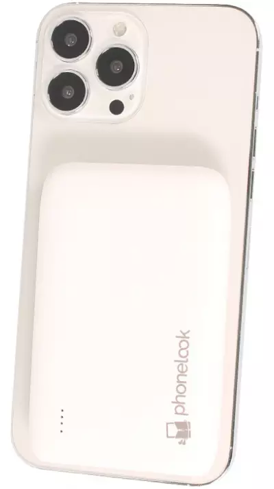 Batterie externe MagSafe Qi 15W Power Bank 5000 mAh sans fil PhoneLook - Blanc