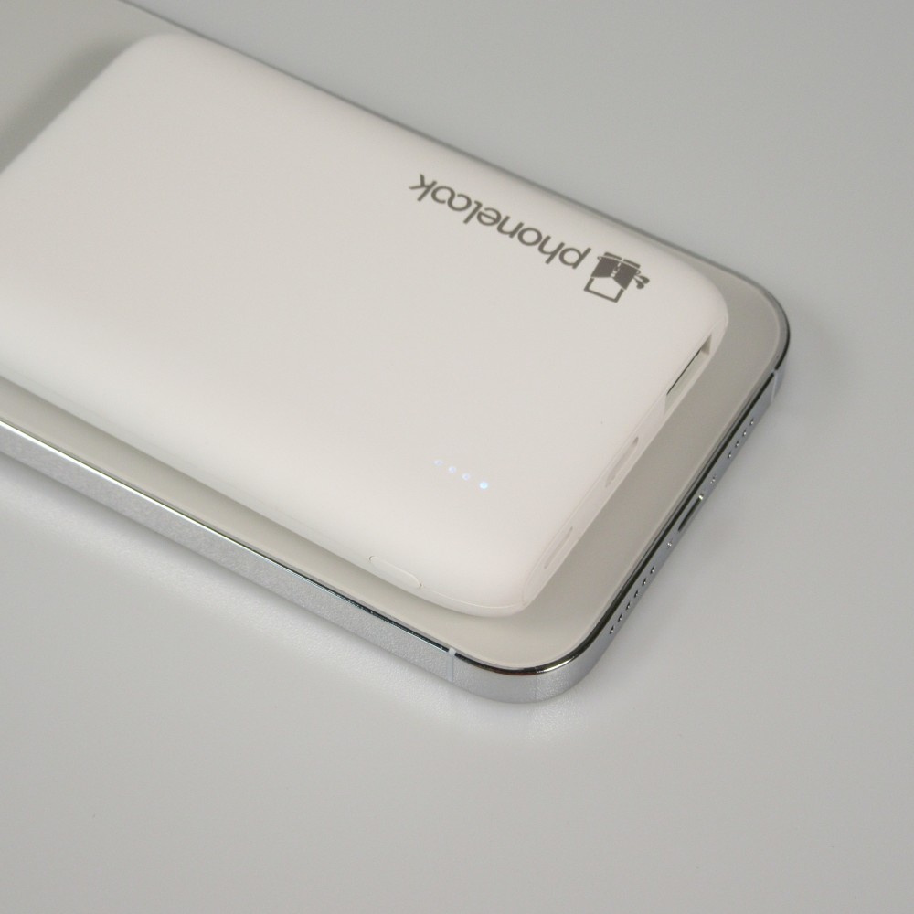 Batterie externe MagSafe Qi 15W Power Bank 5000 mAh sans fil PhoneLook - Blanc