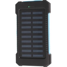 Wasserdichte externe Batterie 10000mAh Power Bank mit Solarpanel & LED - Blau