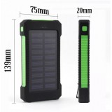 Wasserdichte externe Batterie 10000mAh Power Bank mit Solarpanel & LED - Blau