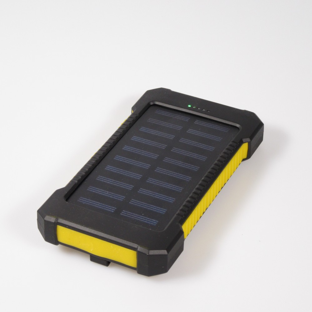 Batterie externe étanche 10000mAh Power Bank avec panneau solaire & LED - Jaune