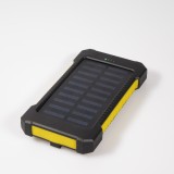 Wasserdichte externe Batterie 10000mAh Power Bank mit Solarpanel & LED - Gelb