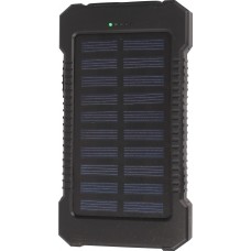 Wasserdichte externe Batterie 10000mAh Power Bank mit Solarpanel & LED - Schwarz