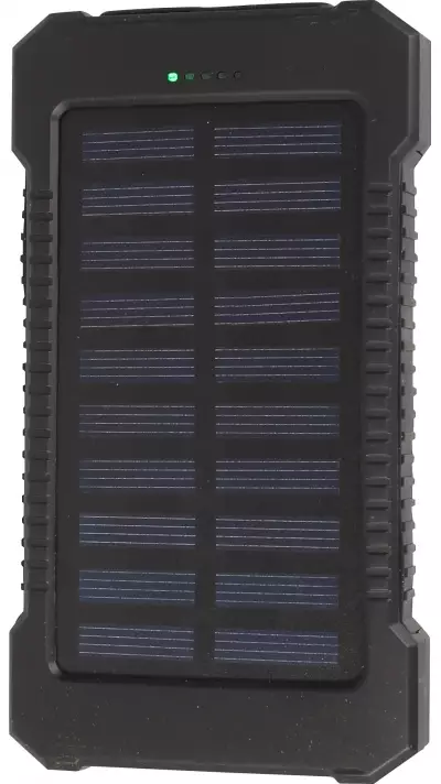 Batterie externe étanche 10000mAh Power Bank avec panneau solaire & LED - Noir