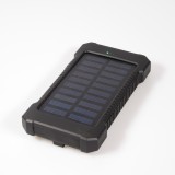 Wasserdichte externe Batterie 10000mAh Power Bank mit Solarpanel & LED - Schwarz