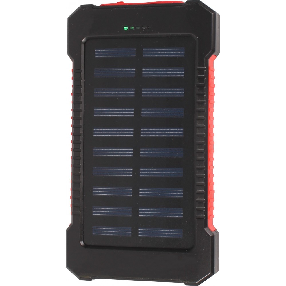 Batterie externe étanche 10000mAh Power Bank avec panneau solaire & LED - Rouge