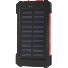 Wasserdichte externe Batterie 10000mAh Power Bank mit Solarpanel & LED - Rot