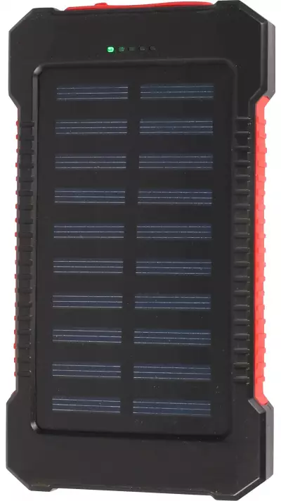 Batterie externe étanche 10000mAh Power Bank avec panneau solaire & LED - Rouge