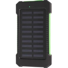 Wasserdichte externe Batterie 10000mAh Power Bank mit Solarpanel & LED - Grün