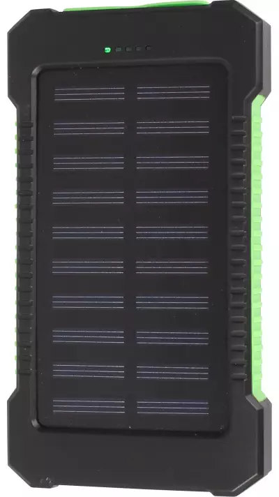 Batterie externe étanche 10000mAh Power Bank avec panneau solaire & LED - Vert
