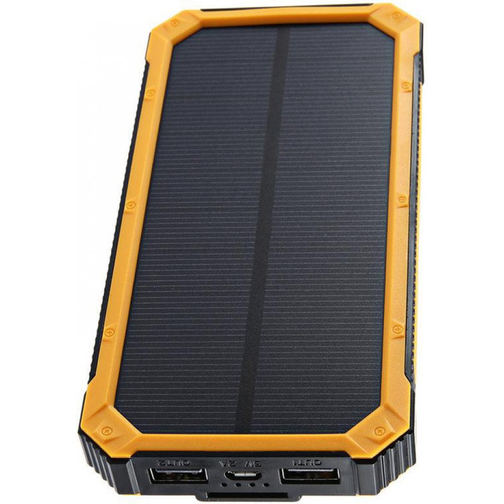 Mobile externe Batterie mit Solar Panel Power Bank LED Licht 20000 mAh - Orange