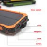 Mobile externe Batterie mit Solar Panel Power Bank LED Licht 20000 mAh - Orange