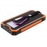 Mobile externe Batterie mit Solar Panel Power Bank LED Licht 20000 mAh - Orange