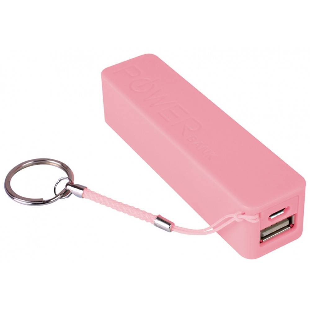 Batterie portable et compacte - Capacité de 2'600 mAh Sortie USB-A porte-clé - Rose