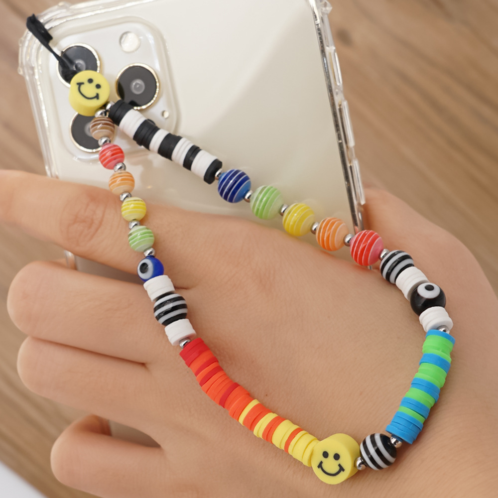 Universal Smartphone Armband Schmuck Charms - N°10 Emojis Regenbogen, schwarz und - Weiss