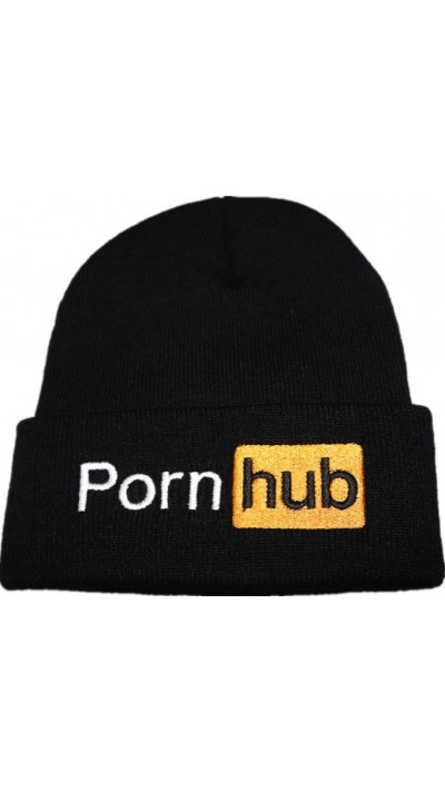 Dicke Stoff Wintermütze "Pornhub" für warmer Kopf - Universalgrösse Mütze Unisex - Schwarz