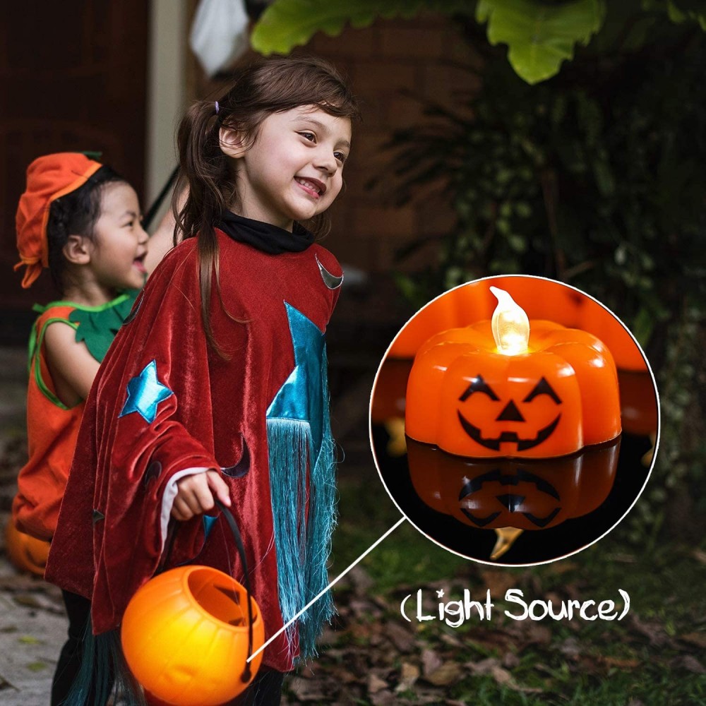 Flammenlose LED-Kürbiskerze mit Plastiklicht für Halloween-Dekorationen